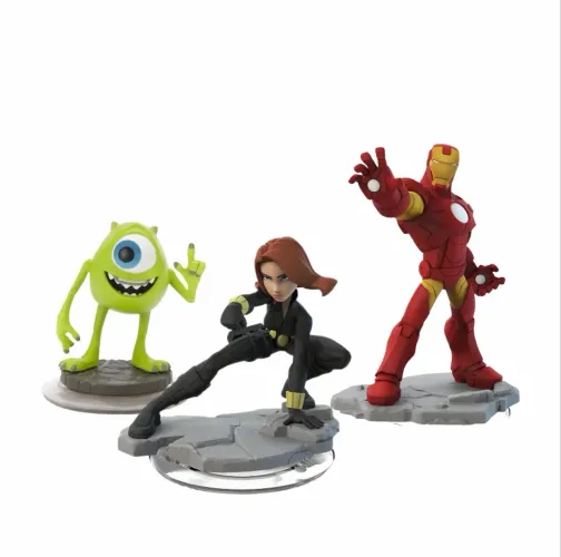 Kit com 3 bonecos Disney Infinity - Homem de Ferro, Viúva Negra e Mike Wazowski