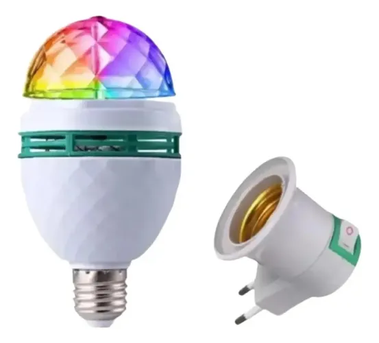 Lâmpada Led Giratória Colorida Globo De Luz Festa + Soquet