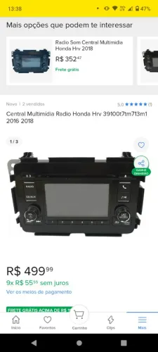 Central de Multimídia Rádio Honda HRV