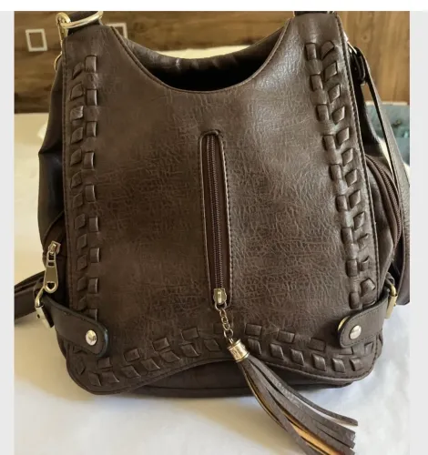 Mochila couro sintético - Marrom