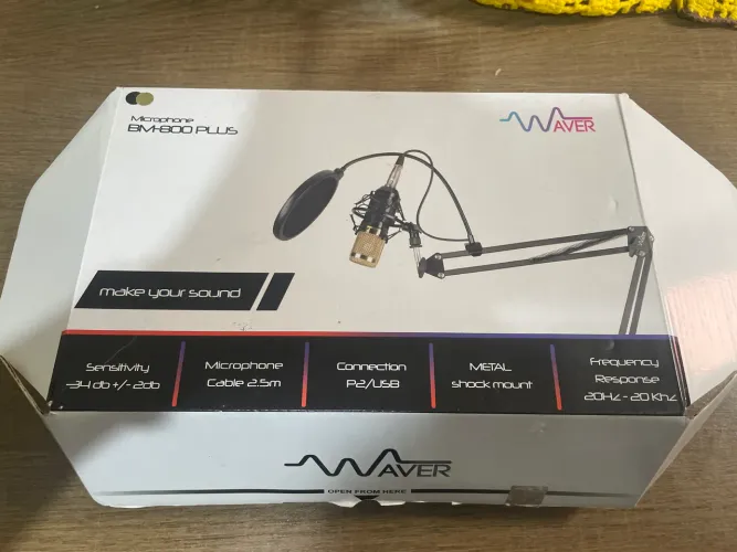 Microfone Condensador Waver BM-800 Plus Completo - Nunca Usado