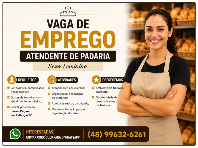 Atendente de padaria feminina