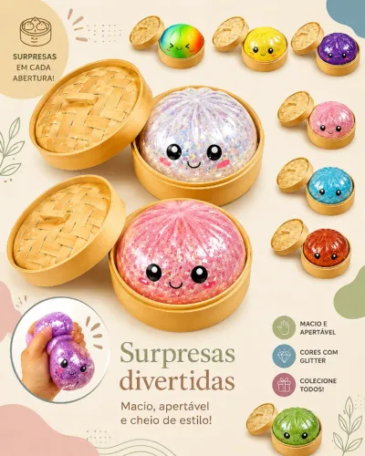 Squishy Bun Surpresa Mystery Box Brinquedo Sensorial Fidget Toy Anti Stress Bolinho