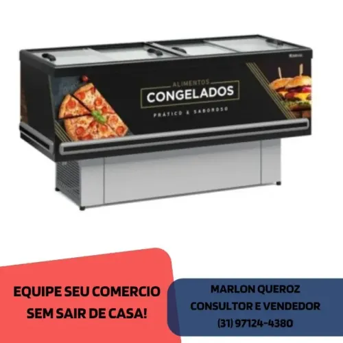 ilha de Congelados 2M Gelopar vidro Reto