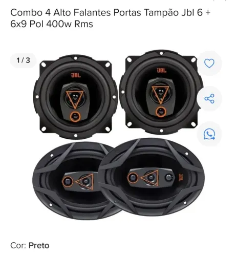 Combo 4 alto-falantes portas tampão JBL 6+6x9 polegadas 400w RMS usado