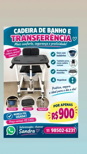 Cadeira de transferência para banho