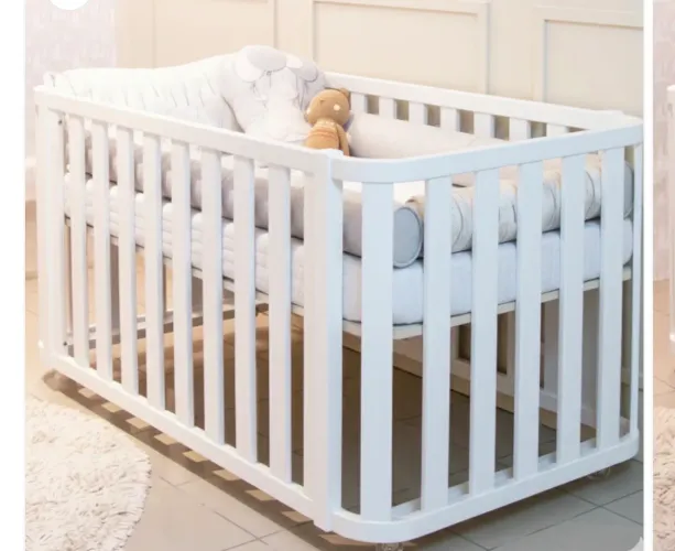Berço Americano Branco para Bebê 2 em 1 Linha Loop