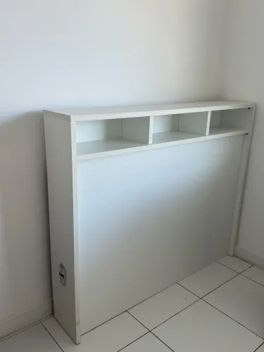 Cabeceira casal MDF branca 1,45 x 1,20 m com nichos