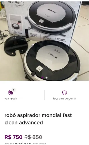 Vendo robô aspirador mondial fast clean advanced