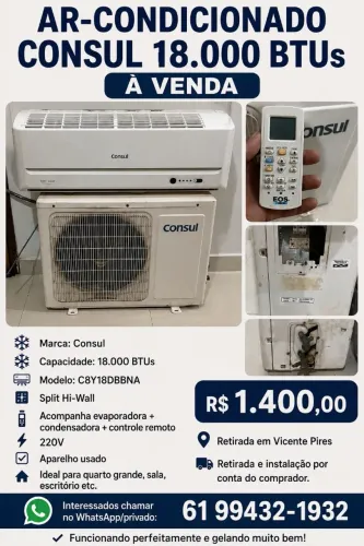 Ar condicionado consul 18.000 BTUs