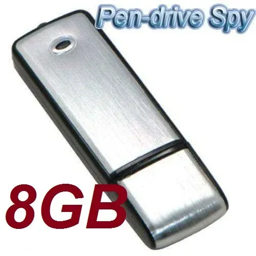 Pen Driver Micro Gravador Voz Audio Espiao Spy Pen Drive 8gb Oculto Usb Prateado