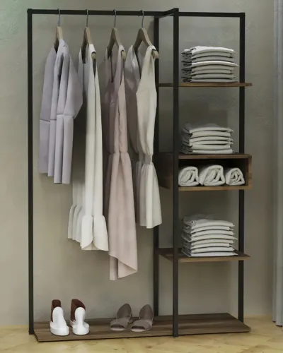 Arara De Chão Urbana Taefe Preto Aço Industrial Para Roupas e Enfeites 150cm