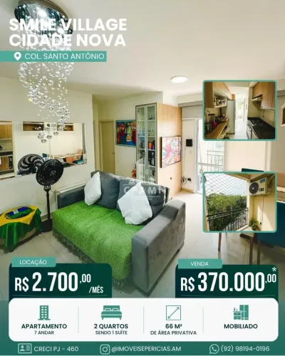 Smile Cidade Nova | 2 Quartos | Venda ou Locação
