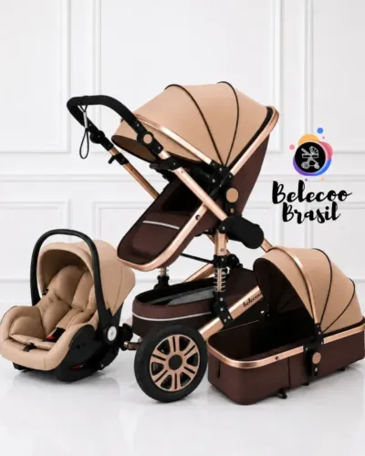 CARRINHO DE BEBÊ DE LUXO 3 EM 1 BELECOO MILANO PREMIUM EDITION + BASE VEICULAR (OPEN BOX)