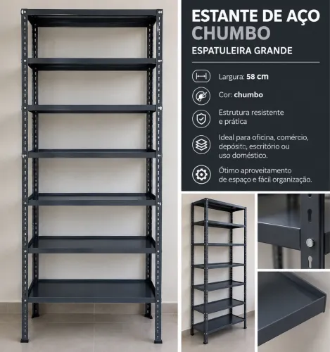 ESTANTE DE AÇO CHUMBO - prateleiras GRANDE