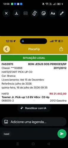 Hafei Towner JR. Pick-up 1.0 8V 48cv CD 4P 2012