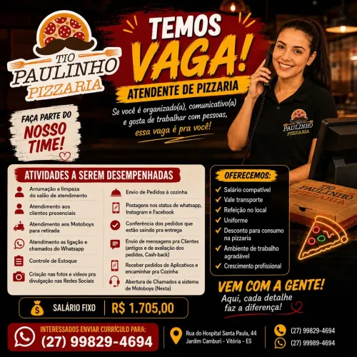 Atendente de Pizzaria