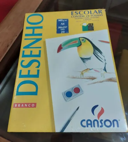 Caderno de Desenho Branco Escolar Legítimo Papel Desenho Canson 20 folhas