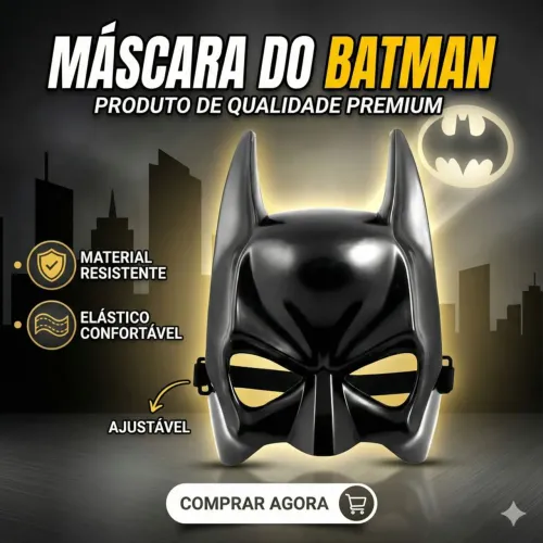 Máscara Brinquedo Fantasia Batman Adulto ou Infantil