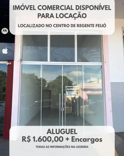 Imóvel comercial para locação no Centro de Regente Feijó!