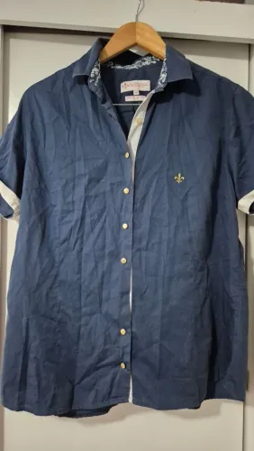 Camisa Dudalina Feminina Algodão Egípsio Azul Marinho