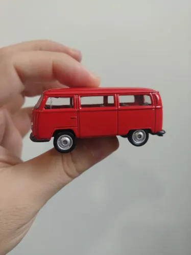Miniatura Welly Kombi 1972 Volkswagen Bus T2 Vermelho 1:64 Loose Diecast Novo