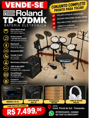 BATERIA ELETRÔNICA ROLAND TD-07DMK - COMPLETA!