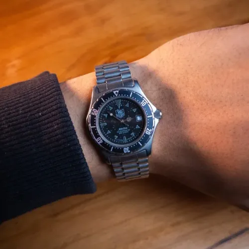 TAG Heuer Professional 2000 973013 Vintage anos 90 Quartz - Mostrador Preto 35mm - PF186