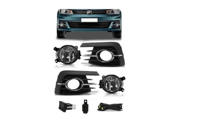 Kit Farol Milha Neblina Moldura Cromada VW Gol Voyage G7