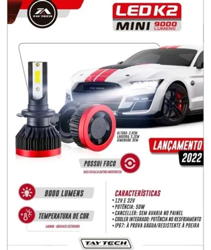 Lâmpada de led 9000 lumens k2 tay tech