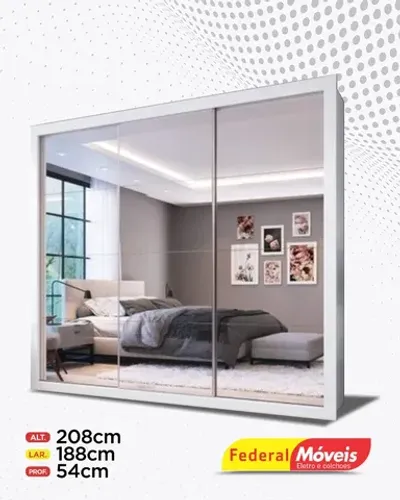 Guarda Roupa Casal 3 Portas Espelhado Direto da Fabrica Promoção
