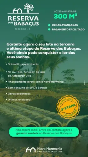 Loteamento Reserva dos babaçus: Últimas unidades!!!