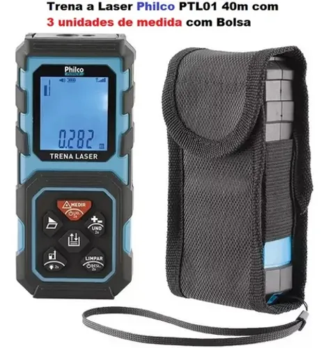 Trena a Laser Philco Profissional de 40m com 3 unidades de medida com Bolsa