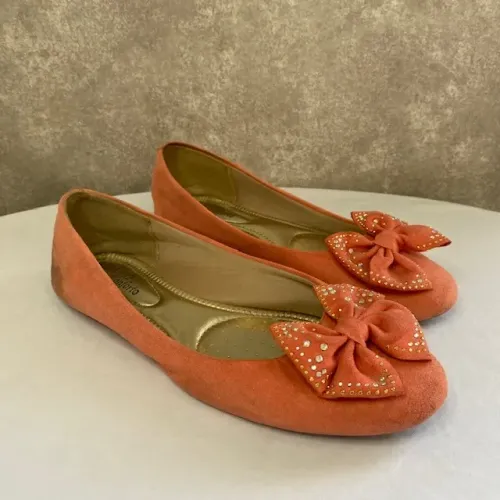 Sapatilha Beira Rio Conforto Coral Camurça Com Laço Tamanho 38