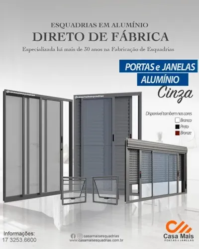 Portas e Janelas Aço e Aluminio na cor Cinza