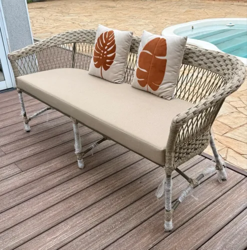 Sofa área externa namoradeira corda nautica alumínio sacada