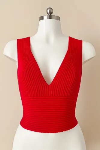 Top Babylook Tricot Vermelho