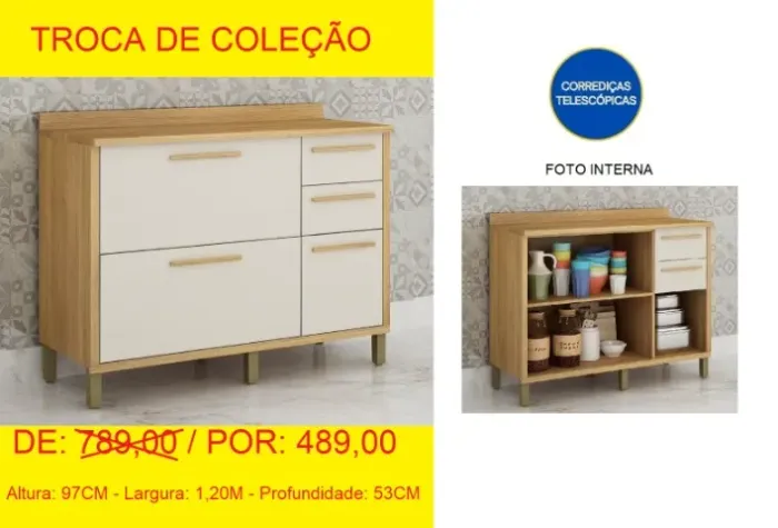 Balcão com porta basculante reforço e design
