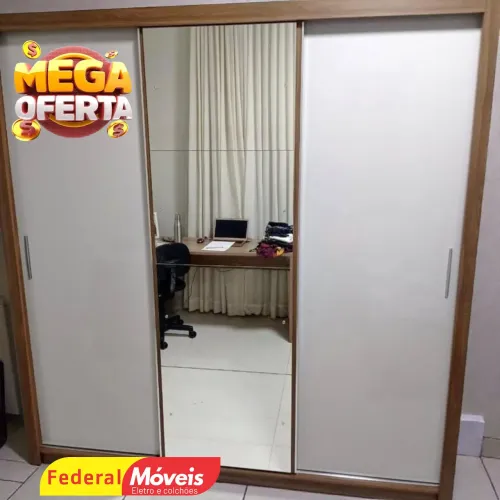 Guarda Roupa com Espelho 3 Portas 2 Gavetas Lindo - Temos Catálogo