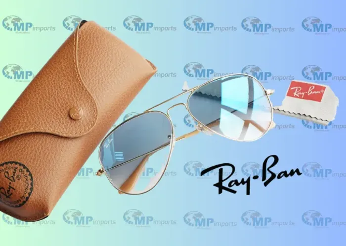 Loja MP Imports: Óculos de Sol Ray-Ban RB3025 Aviator Dourado - Lente Azul Degradê