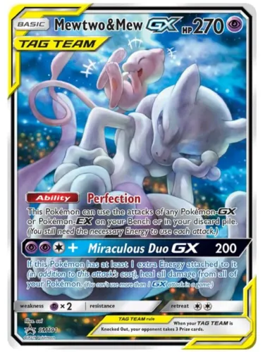 Carta pokémon mewtwo e mew gx aliados MP