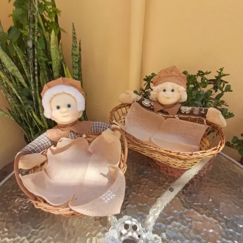 Conjunto de Cestas de Vime para Pães "Vovô e Vovó" 