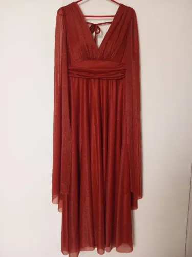 Vestido festa longo terracota com Brilho