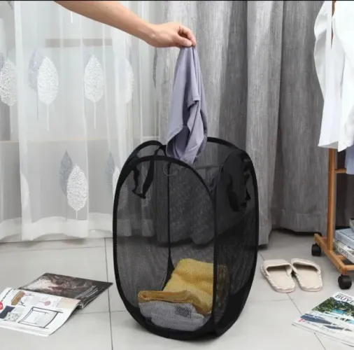 Kit 5 Cesto Flexível multiuso 36x36x58cm para roupa suja brinquedos fácil de guardar