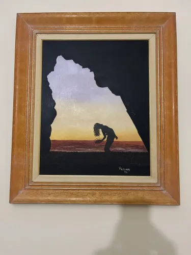 quadro a óleo com moldura