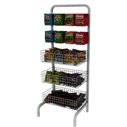 Cesto Expositor Multiuso de Ofertas Com Cestos E Ganchos