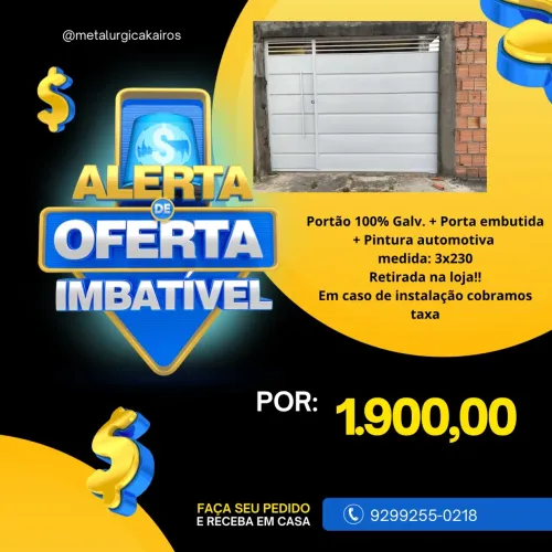 Promoção: Portão 100% Galv. + Porta embutida!