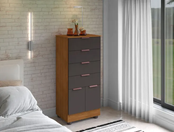 CÔMODA 100% MDF 2 PORTAS E 4 GAVETAS