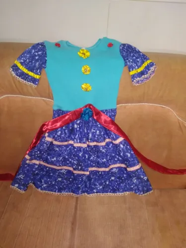 Vestido Infantil Azul com Detalhes