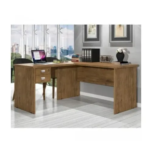 Escrivaninha Em L 2 Gavetas com Chave Promoção Fazemos Entrega